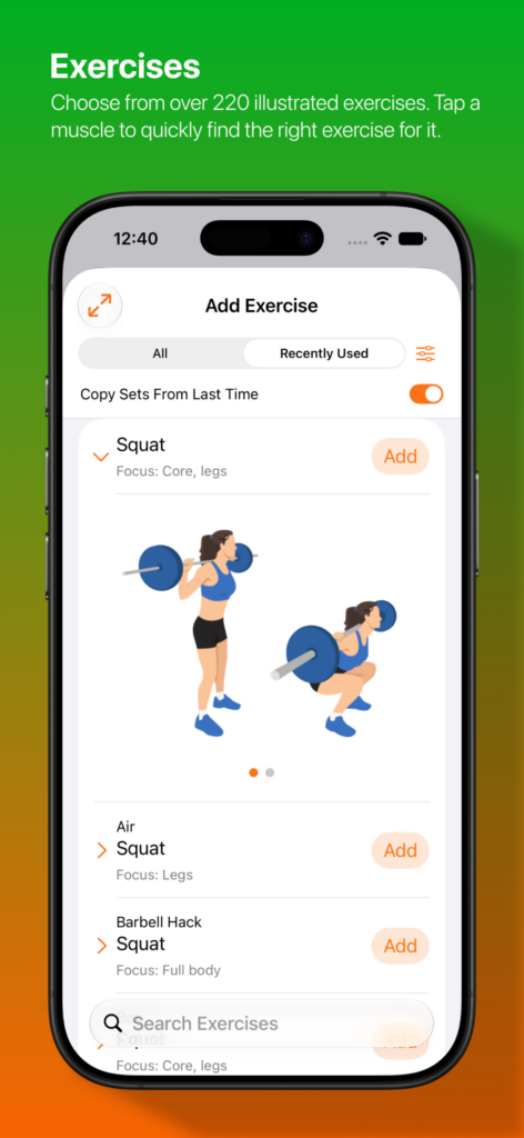 Get Strong, exercise library