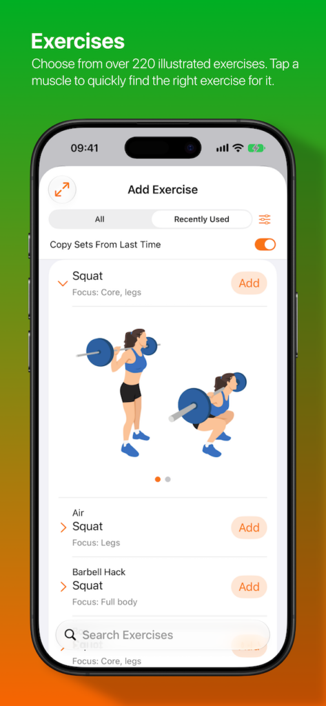 Get Strong, exercise library